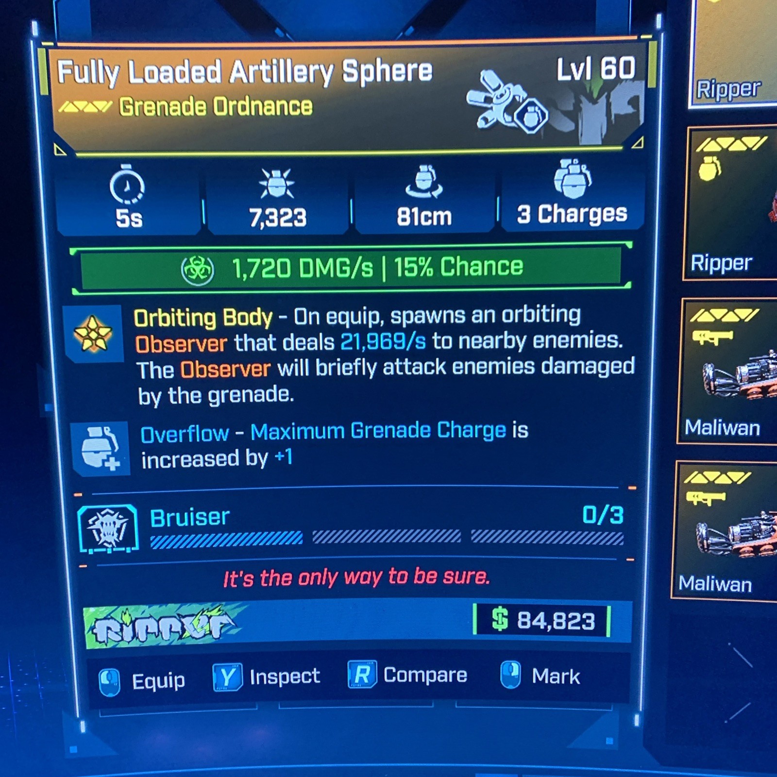 Borderlands 4⭐️LVL 60 NEW GRENADE ARTILLERY SPHERE +1 ALL ELEMENTS⭐️All PLATFORM