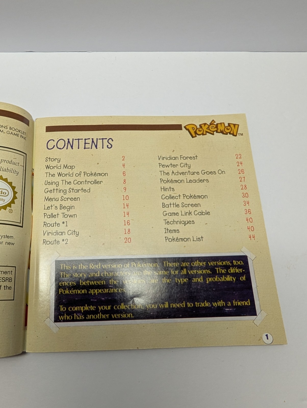 Pokemon Red Version Nintendo GameBoy 1ST PRINT BOX & MANUAL GOOD NO GAME LOOK
