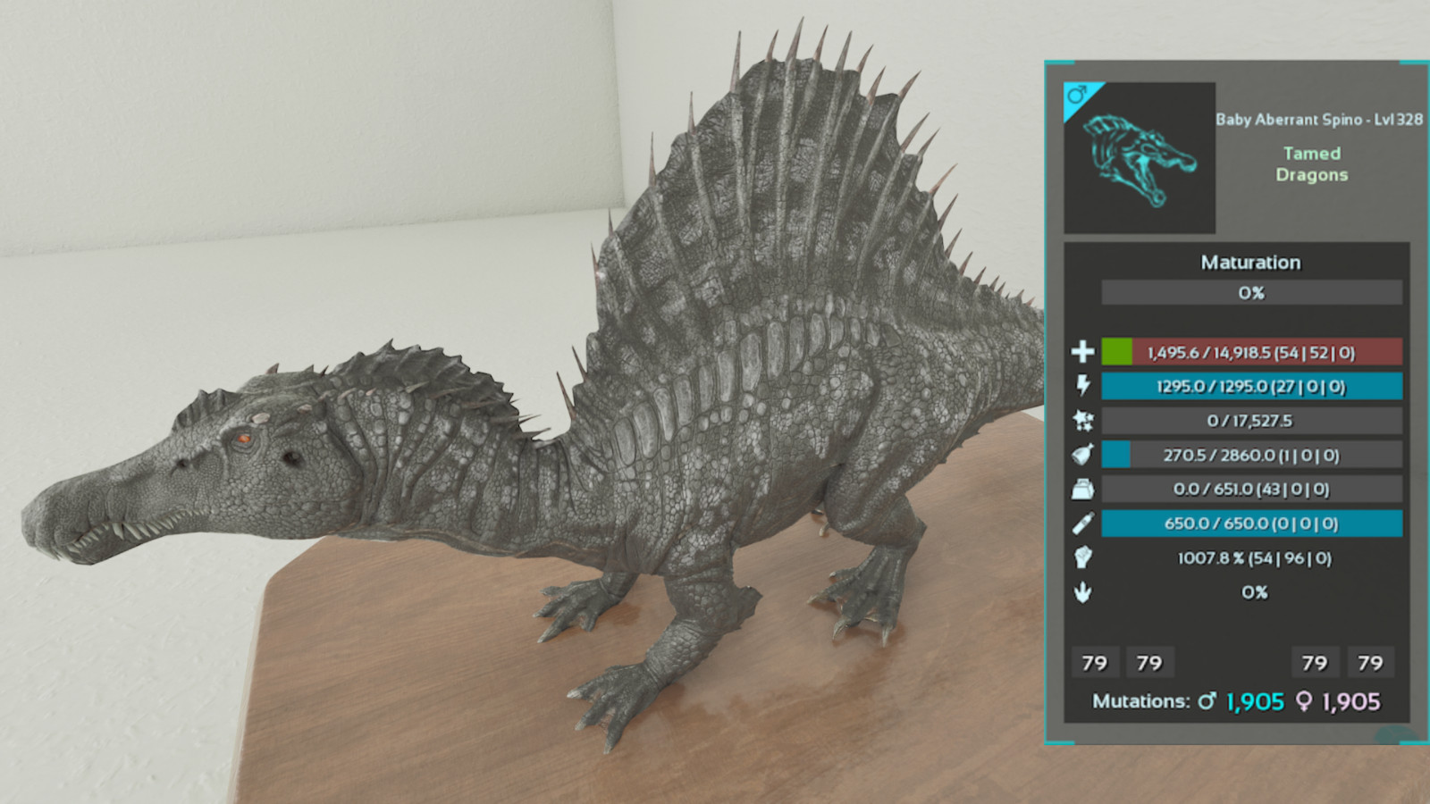 🔥ARK Survival Ascended OFFICIAL PVE – PAIR ADULT SPINO TOP STATS