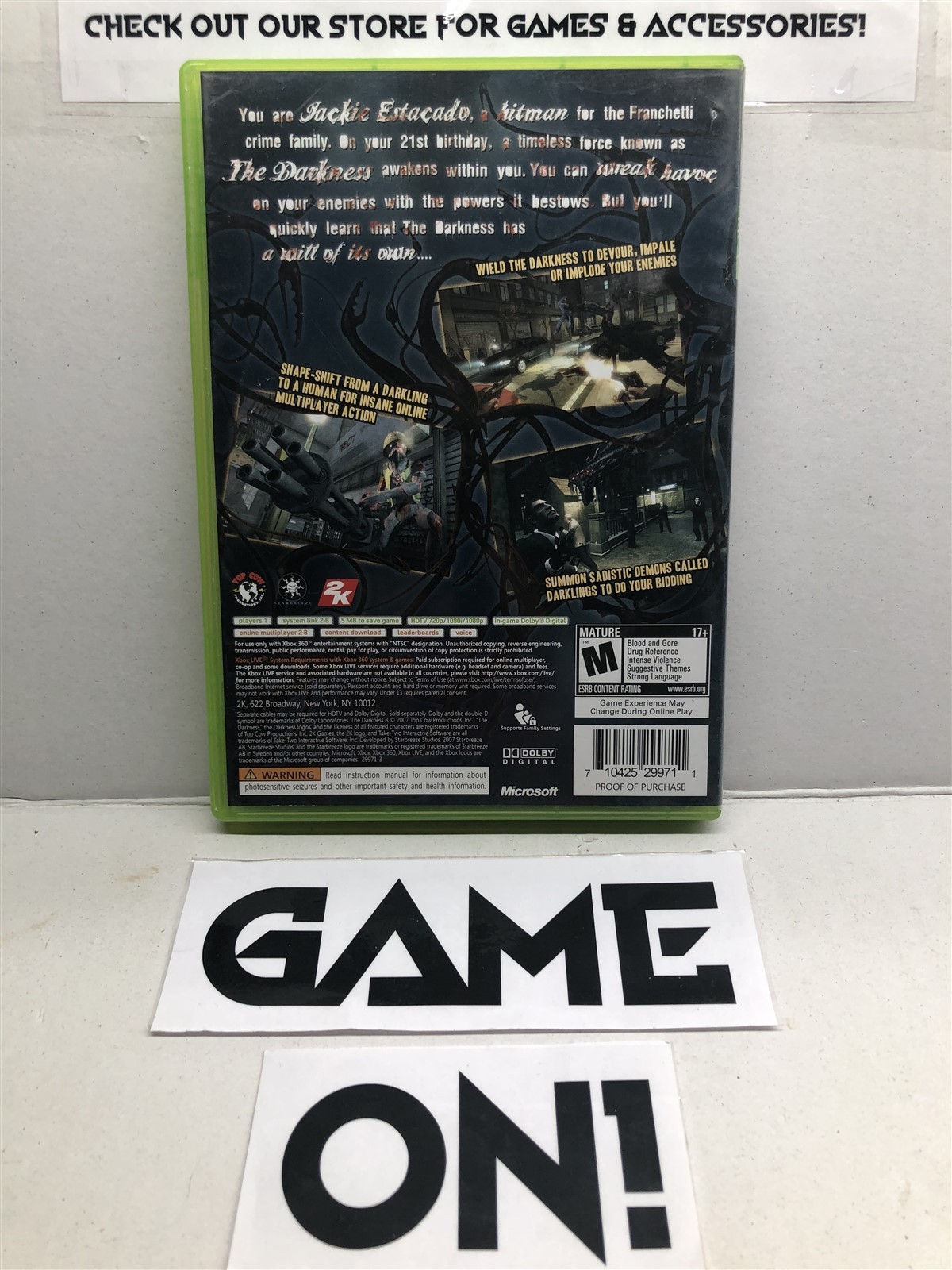 The Darkness (Xbox 360, 2007) Complete Tested Working – Free Ship
