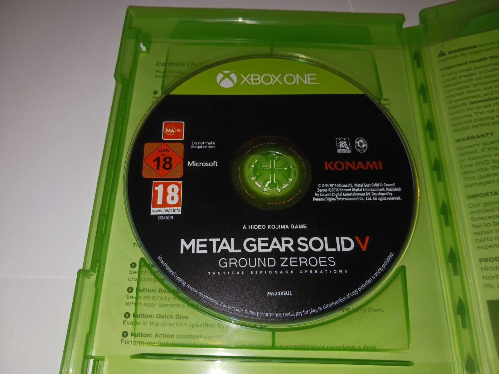 METAL GEAR SOLID V GROUND ZERO (MICROSOFT XBOX ONE GAME , MA15+)