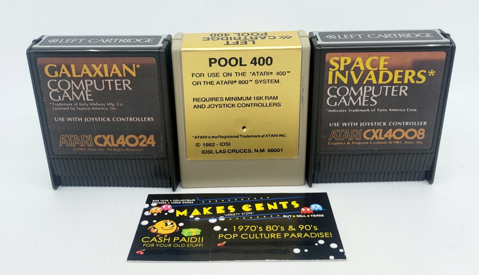 Lot of 3 – Atari Game Carts for 400/800 Galaxian, Pool & Space Invaders