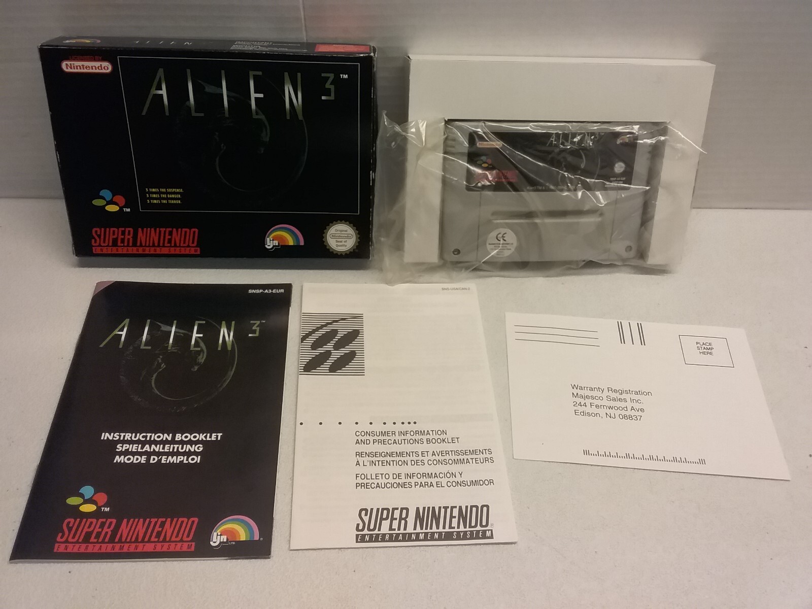ALIEN 3(SUPER NINTENDO SNES) SNSP-A3-EUR COMPLETE SNSP-006 MADE IN MEXICO NICE