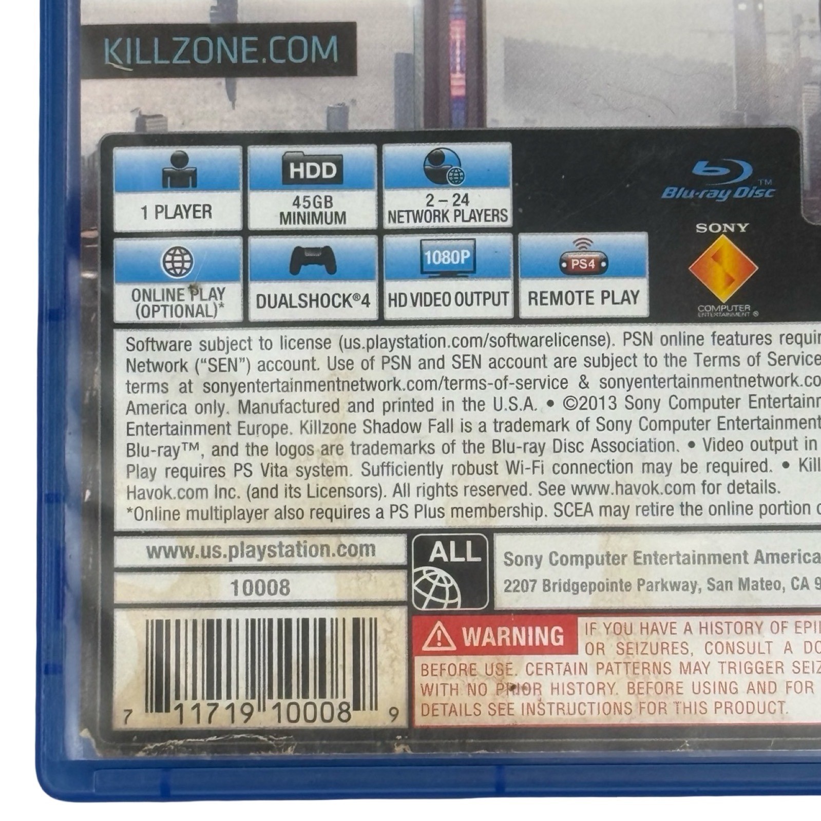 Killzone Shadow Fall PS4 Complete Sony Exclusive Shooter Game
