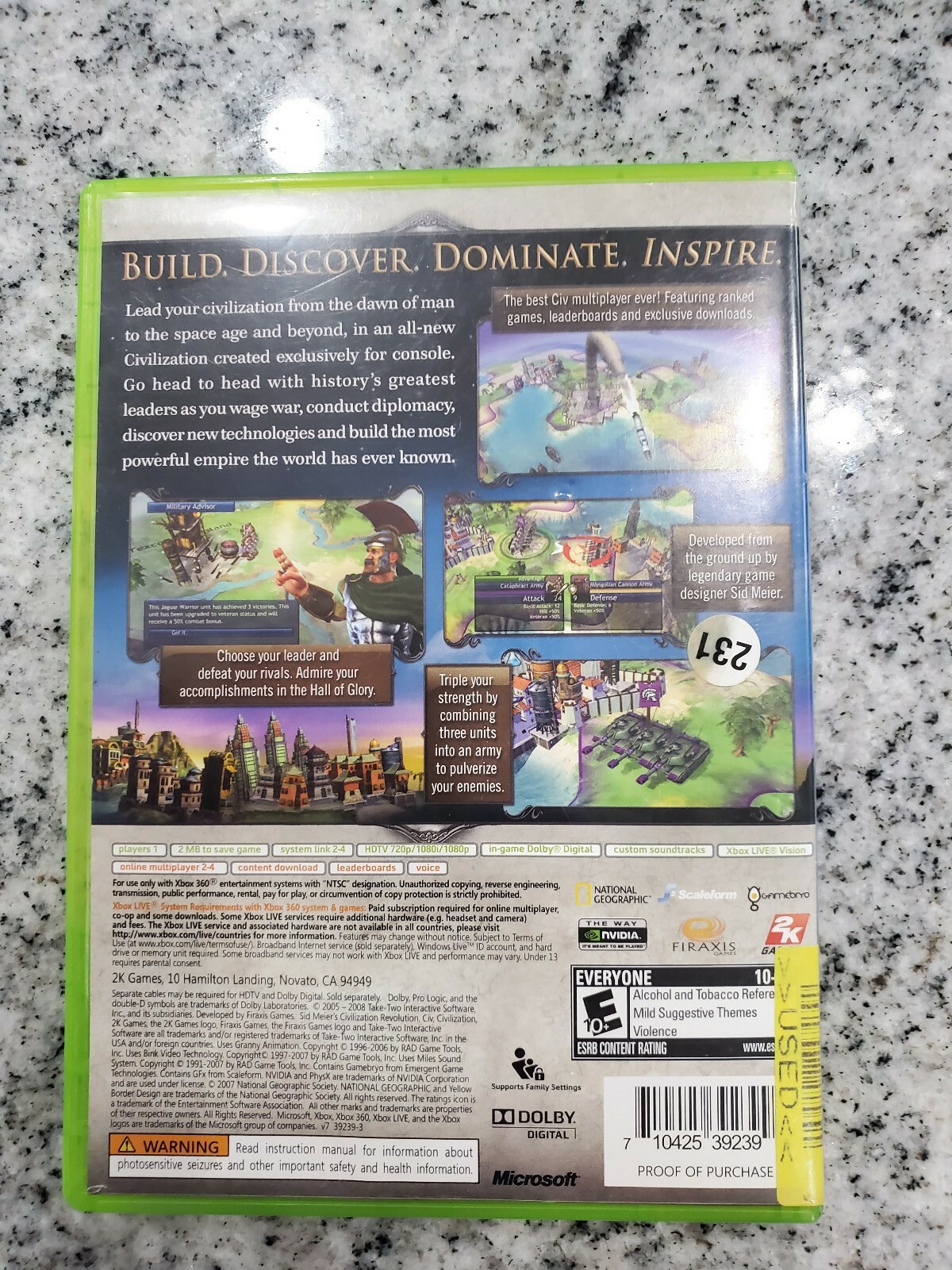 Sid Meier’s Civilization Revolution (Microsoft Xbox 360 2008) Free Fast Shipping