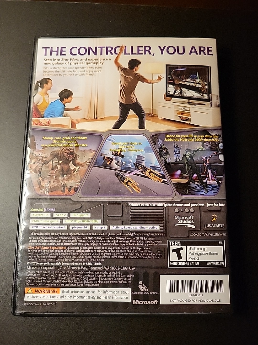 Kinect Star Wars (Xbox 360, 2012) Kinetic. Plays Ok