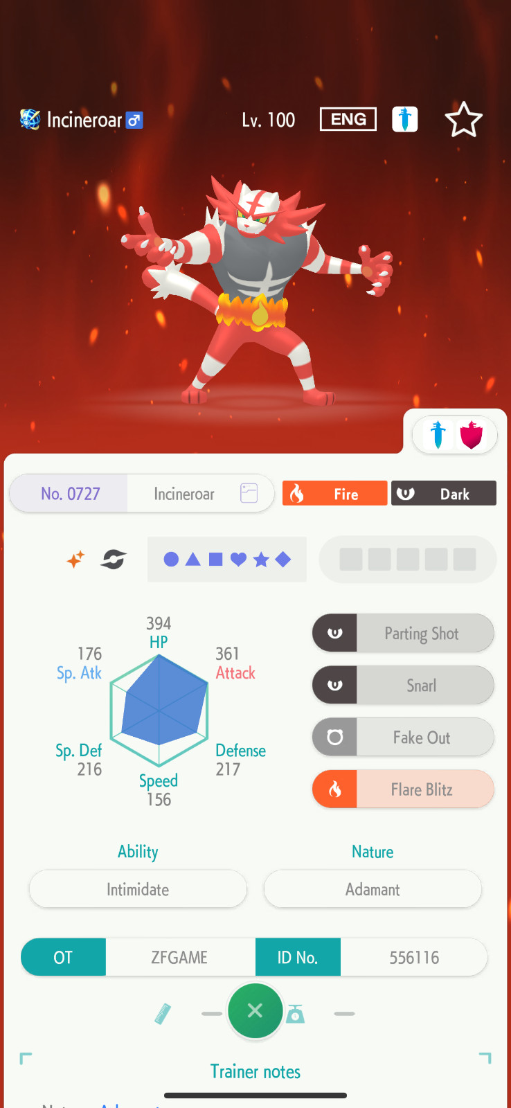 ✨6IV SHINY Incineroar + EVS🚀 POKEMON HOME✨Champions✨Online delivery⚡