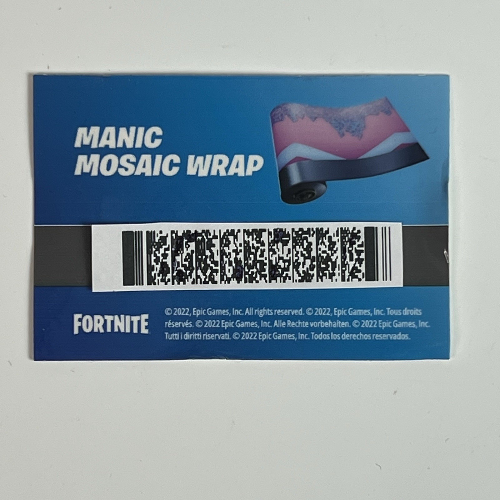 Fortnite Manic Mosaic Wrap Code Card New