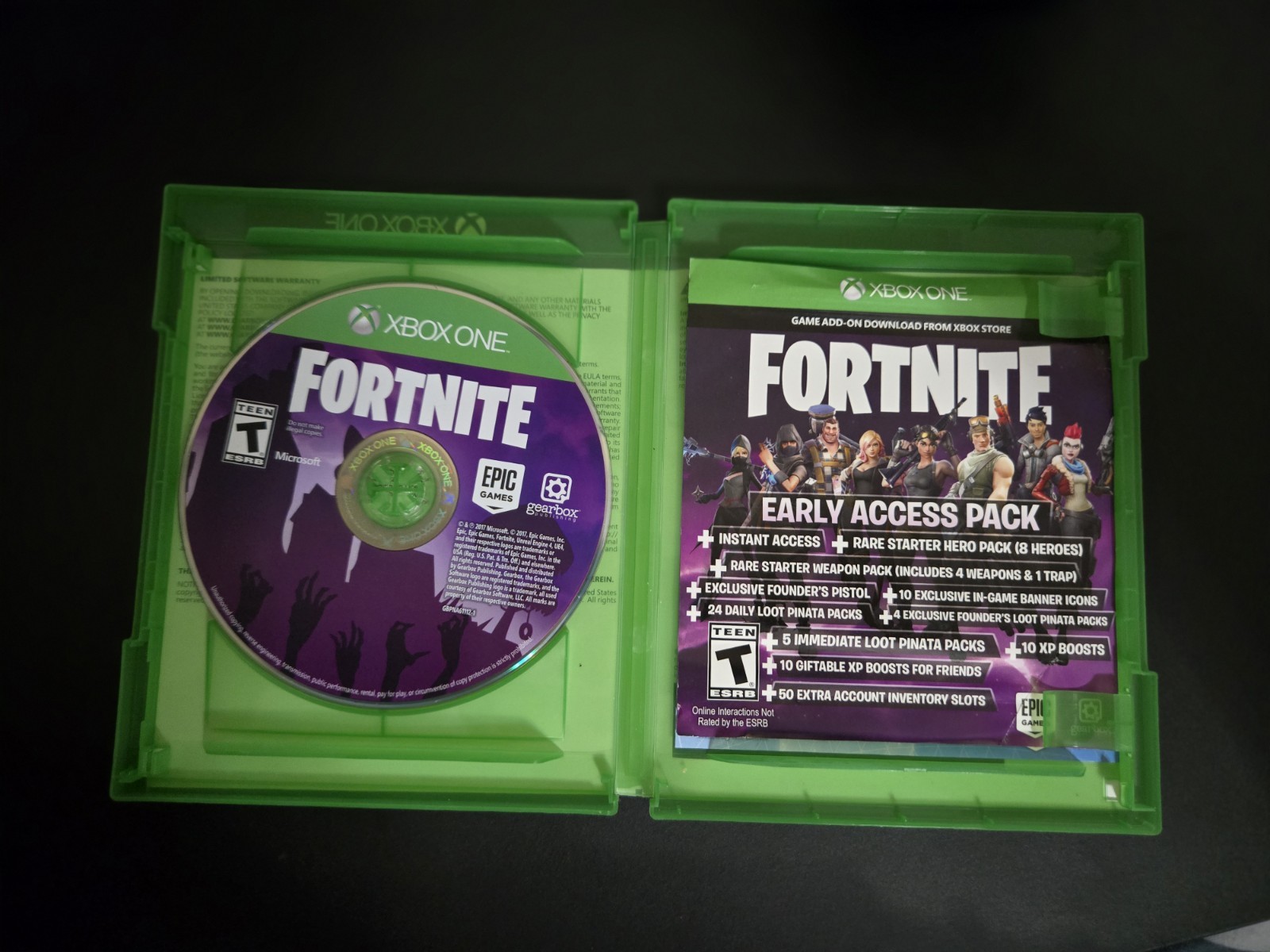 Fortnite (Xbox One, 2017) Video Game + Inserts (No Codes) Purple Case! Tested