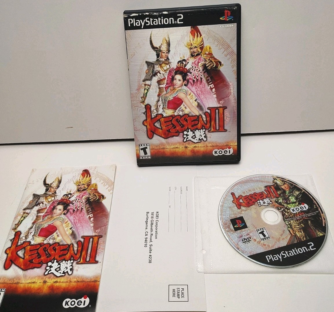 Kessen II Sony PlayStation 2 PS2 Game CIB w/ Reg Card KOEI 2001 HEAVY SCRATCHES
