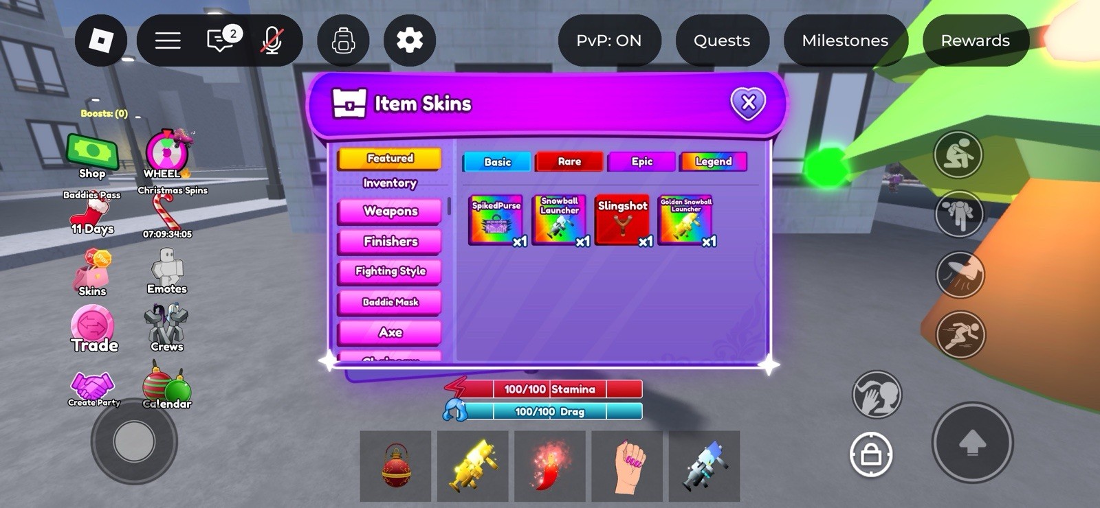 Baddies Roblox Game (GOLDEN SNOWBALL LAUNCHER)