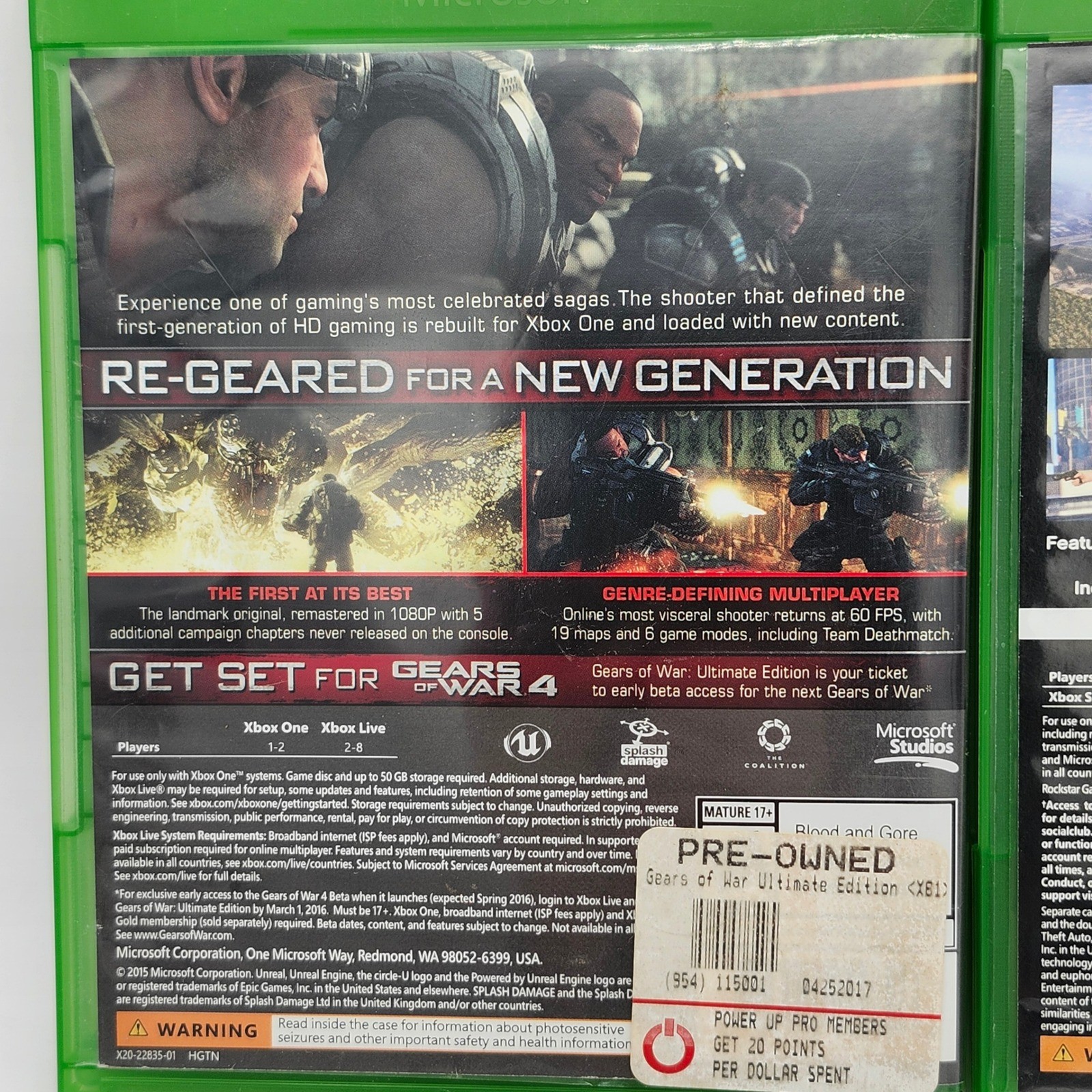 Microsoft Xbox One Games (3) Gears of War Ultimate Edition GTA V Gears of War 4