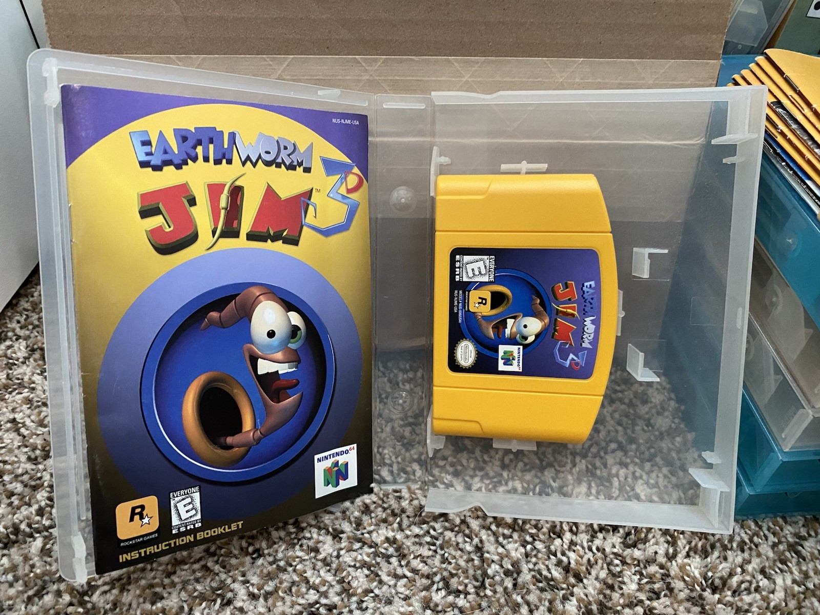 Earthworm Jim 3D (Authentic Nintendo 64, N64) Game, Manual, Hard Box !