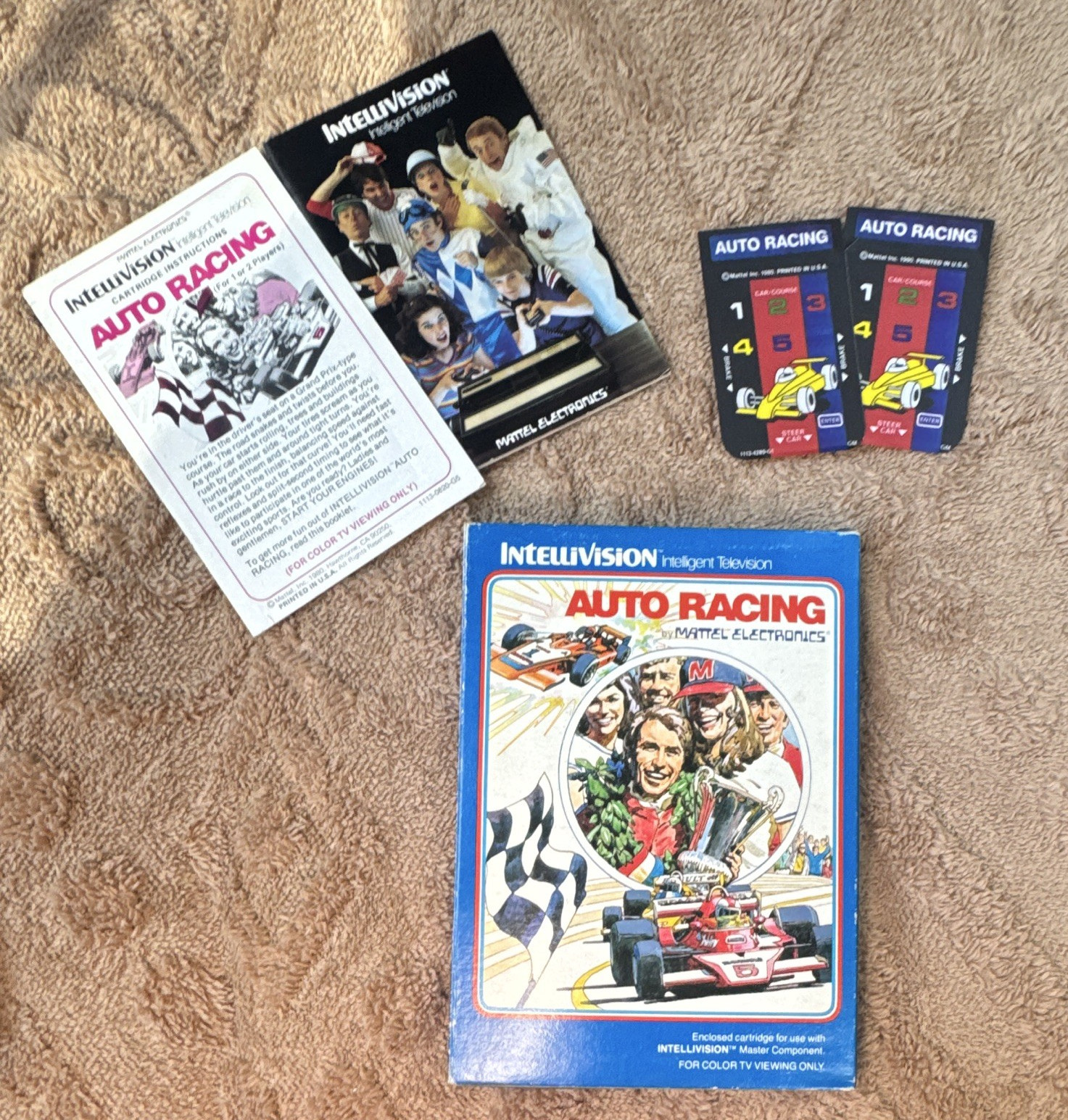 Mattel Electronics Auto Racing Intellivision w/ Manual, Box & Overlays