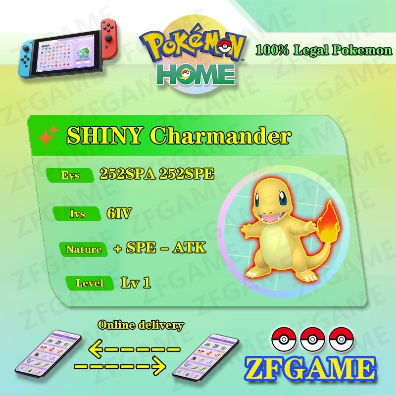 ✨6IV SHINY Charmander SPA + EVS🚀 POKEMON HOME✨Champions✨Online delivery⚡