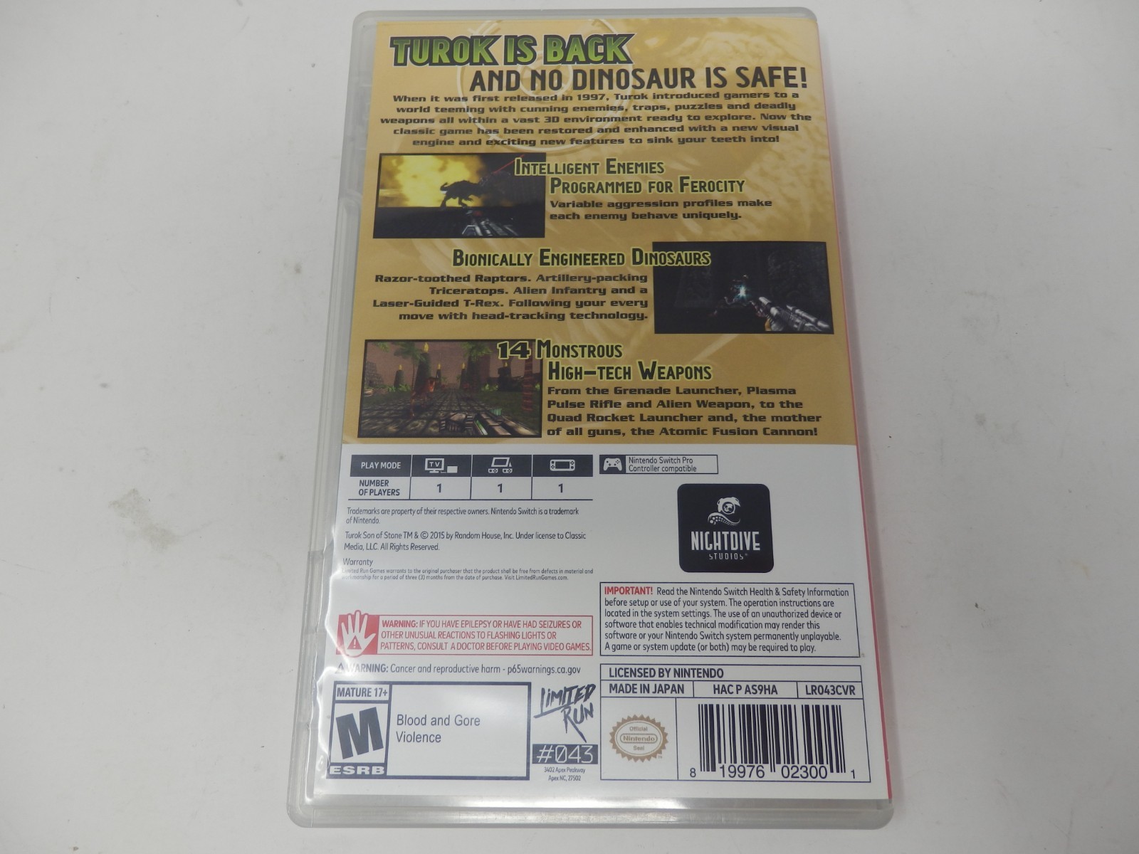 Turok Standard Edition Nintendo Switch Complete Working Limited Run Games