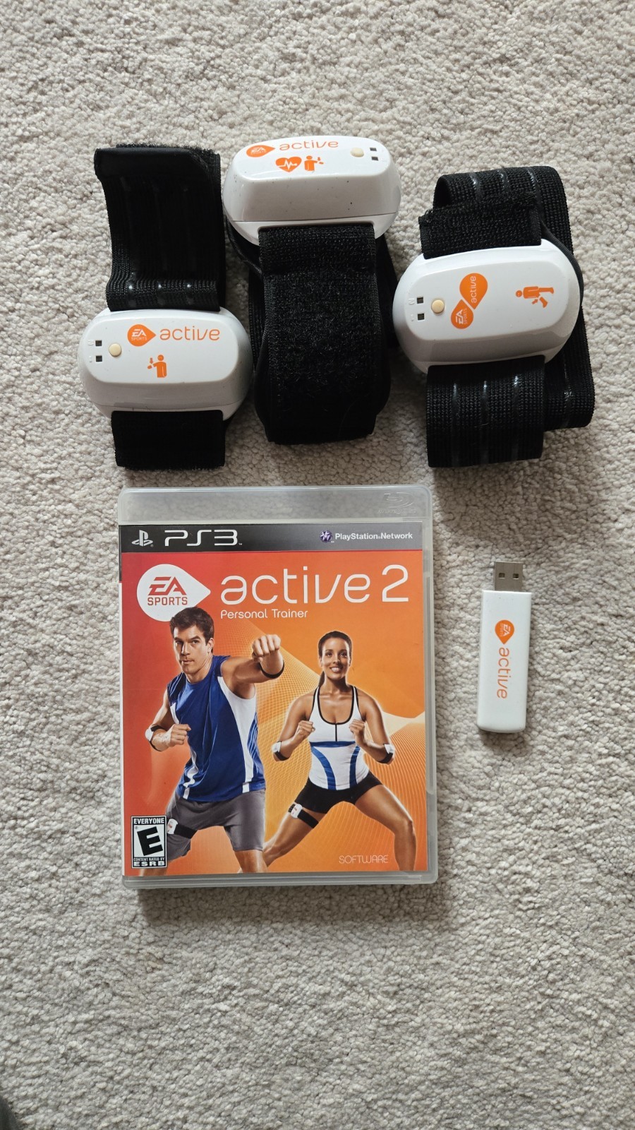 EA Sports Active 2 Bundle PlayStation 3 PS3 w/ All Monitors, USB Dongle, & Bands