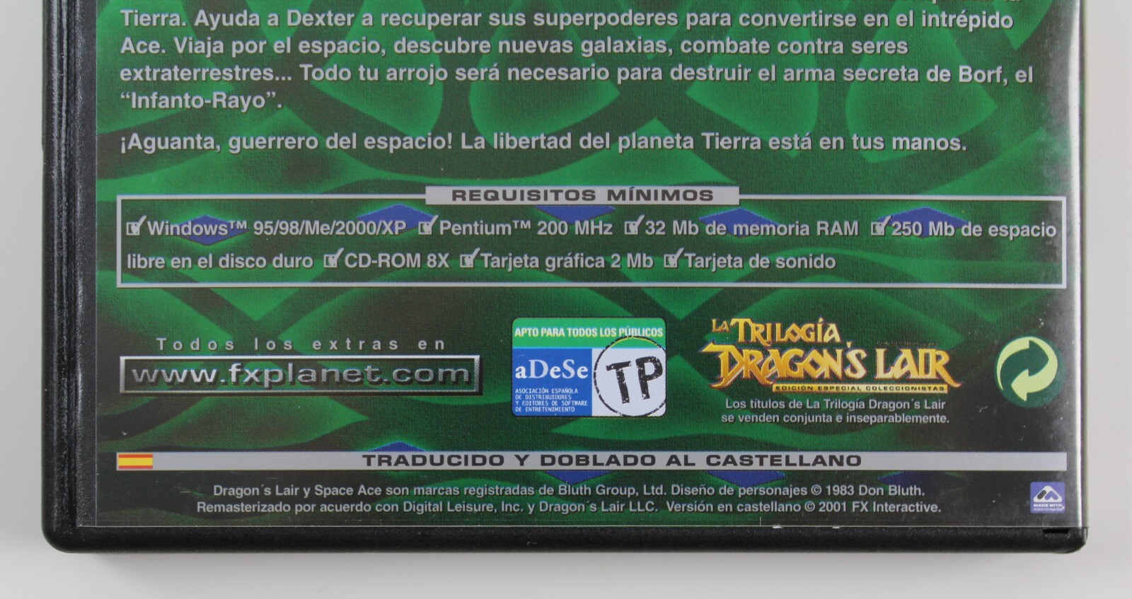 2001 SPACE ACE Video Game Spain Release Translated & Dubbed Don Bluth READ