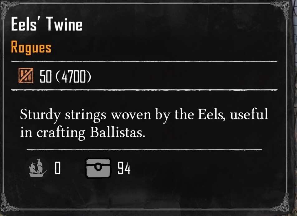 Skull and bones Rogue Materials Wyrms, Eels, Gannets’, Orca’s – Upgrade Material