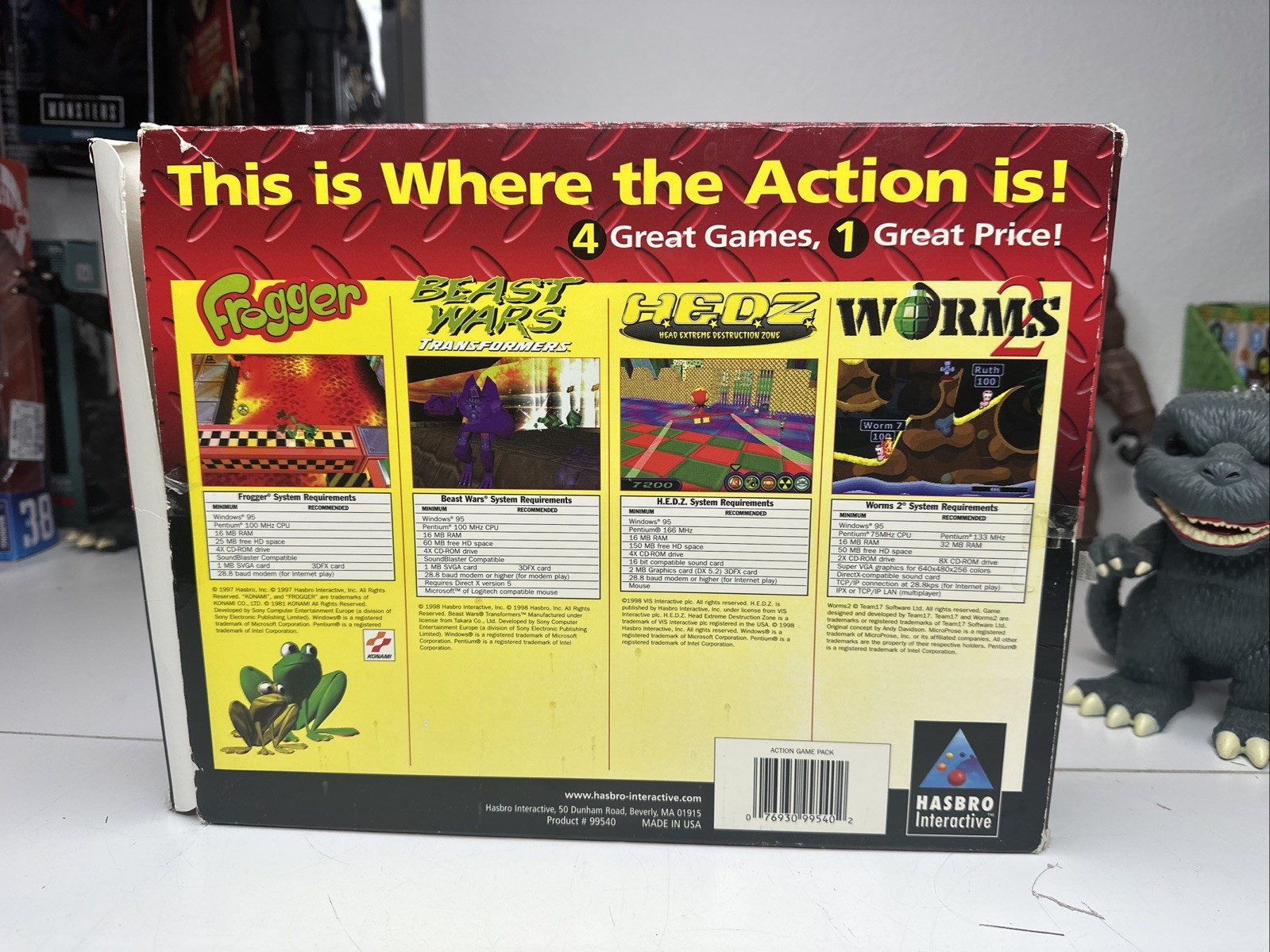 Hasbro Interactive Action PC Game 4 Pack Frogger Hedz Worms 2 Beast Wars Oop ‘99