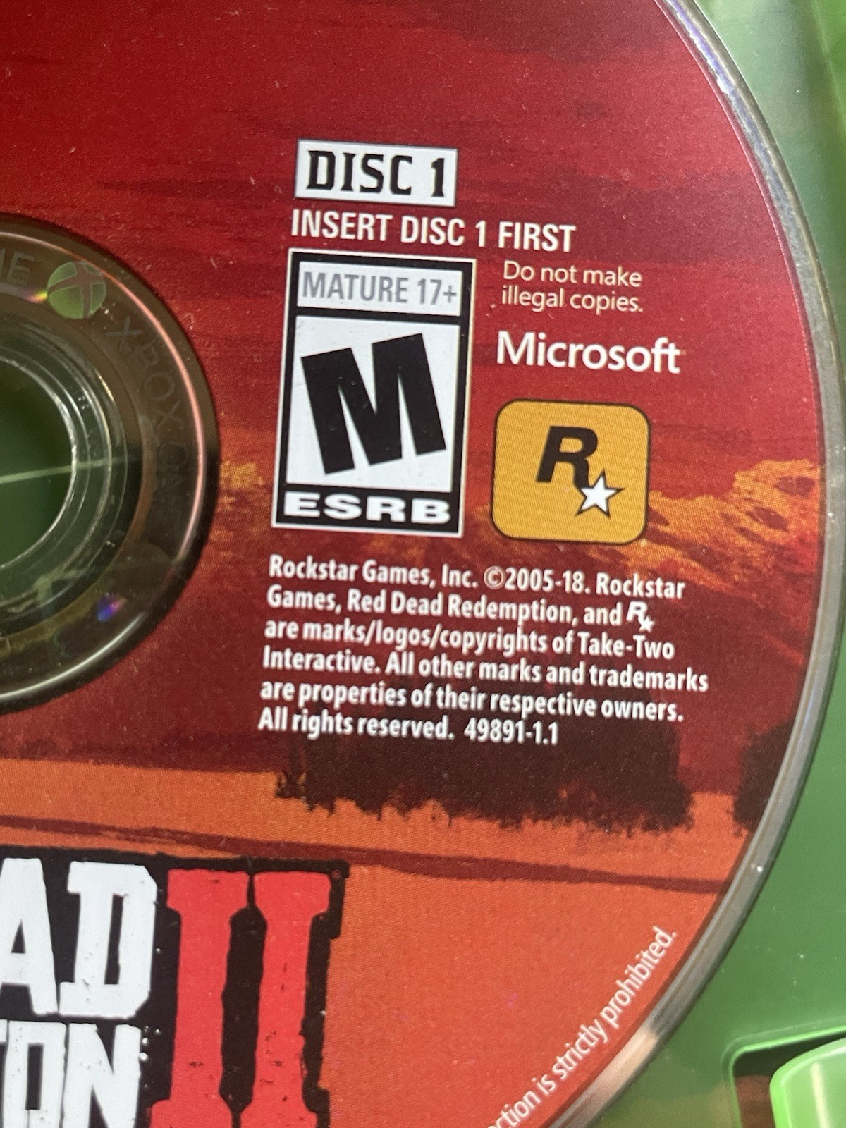 Red Dead Redemption 2 – Microsoft Xbox One Poster Map No Manual