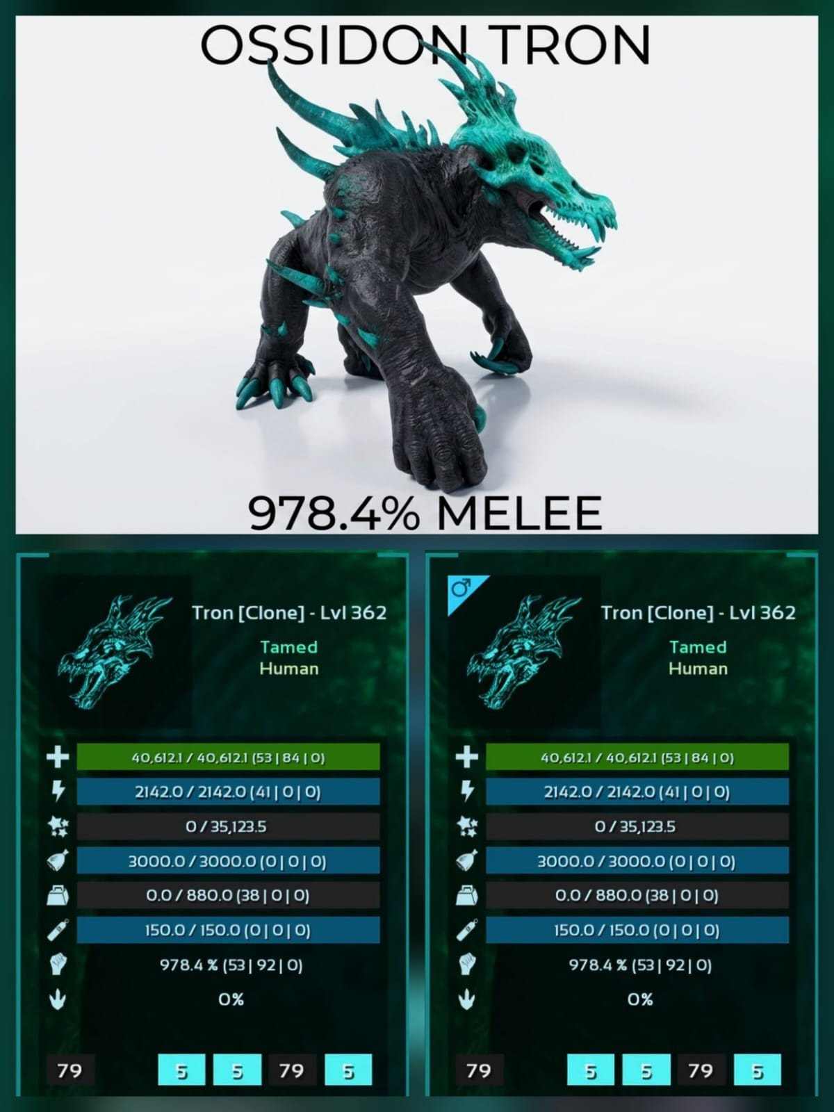 OSSIDON NEW TOP STATS PRE-CLONED Breeding Pair – Ark Asa Official PVE PC/XBX/PS5