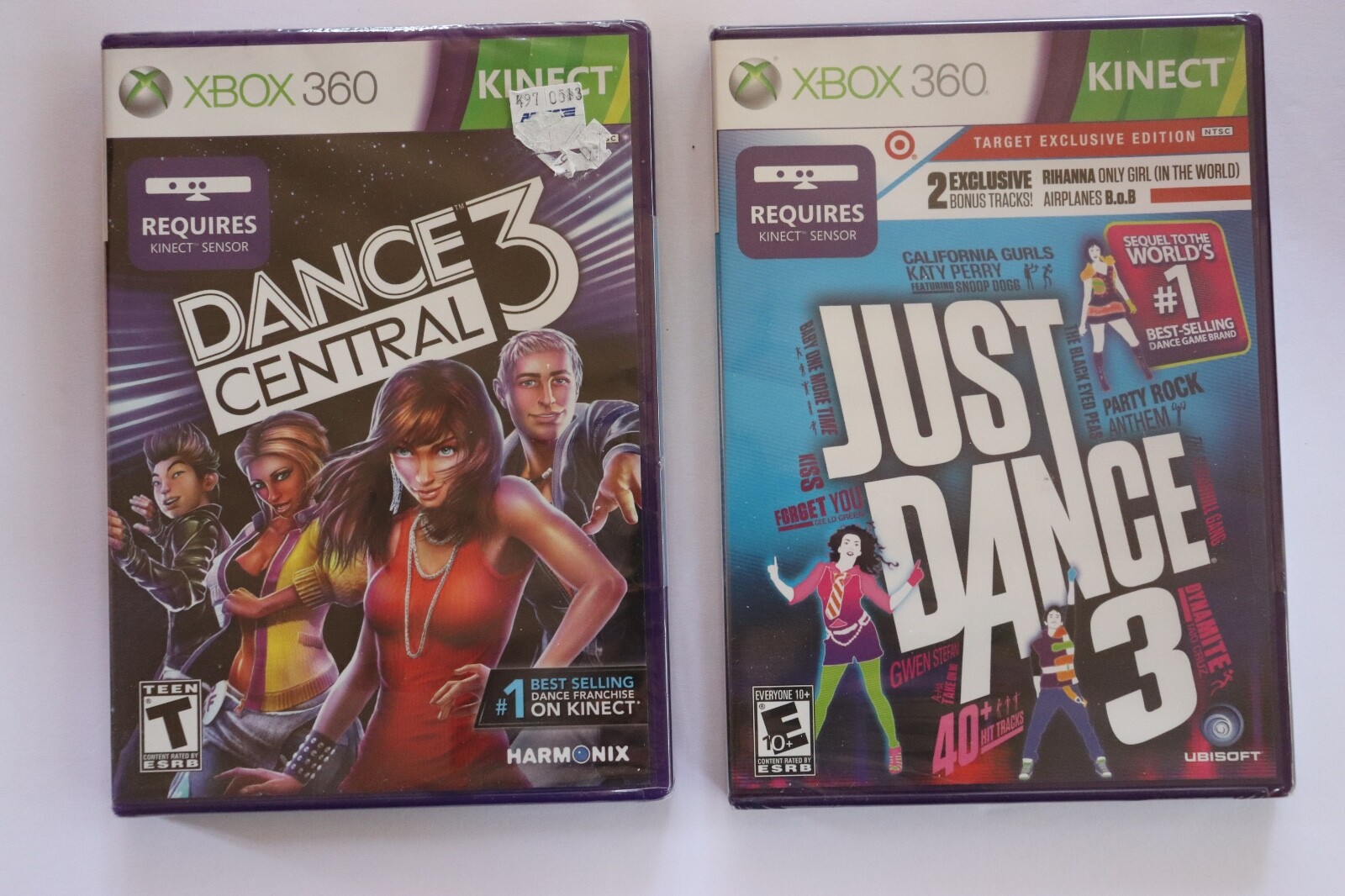 Dance Central 3 Game & Just Dance 3 Xbox 360 Microsoft Video Game Lot New Sealed