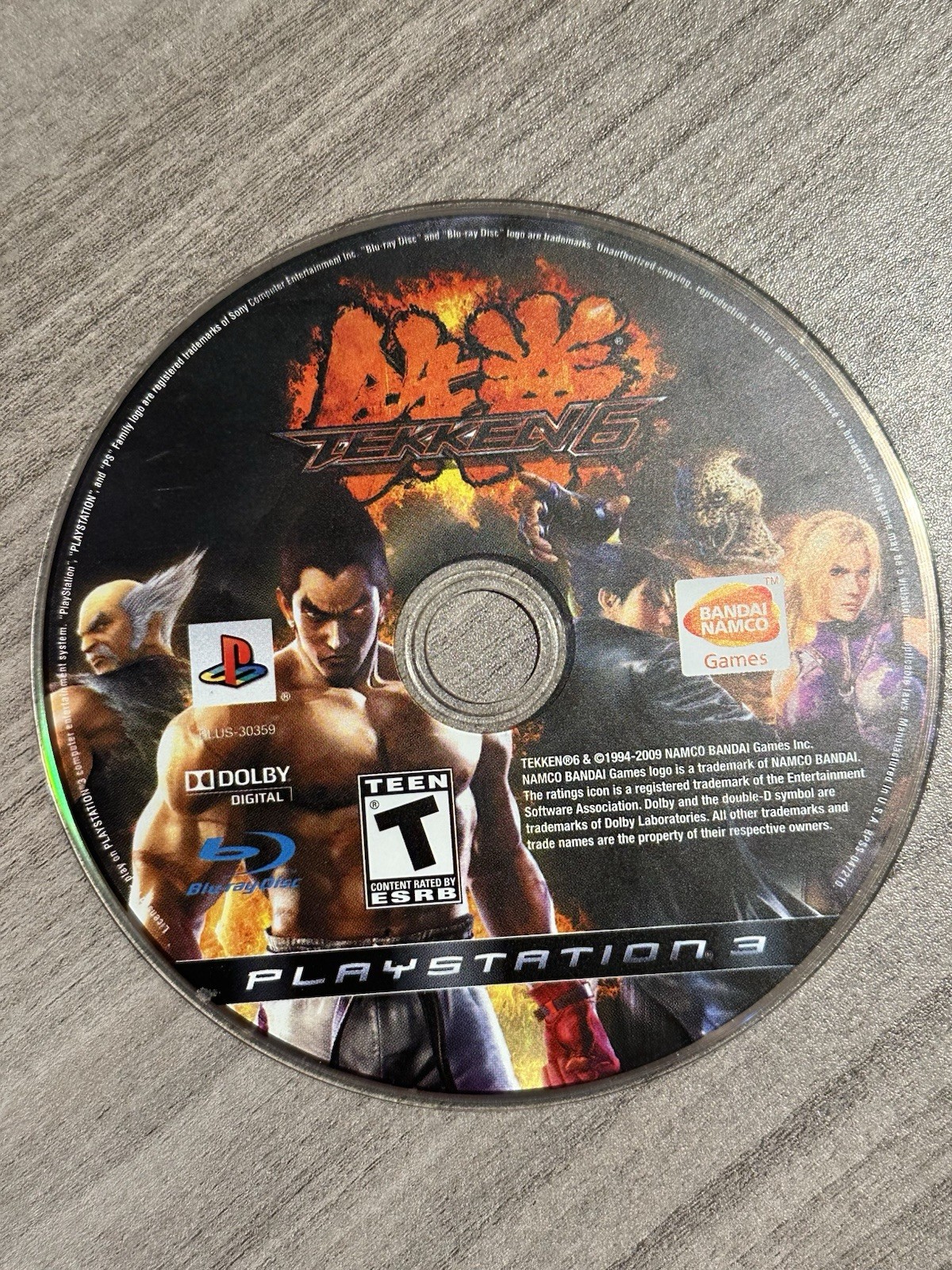 Tekken 6 (Sony PlayStation 3, 2009) Disc Only