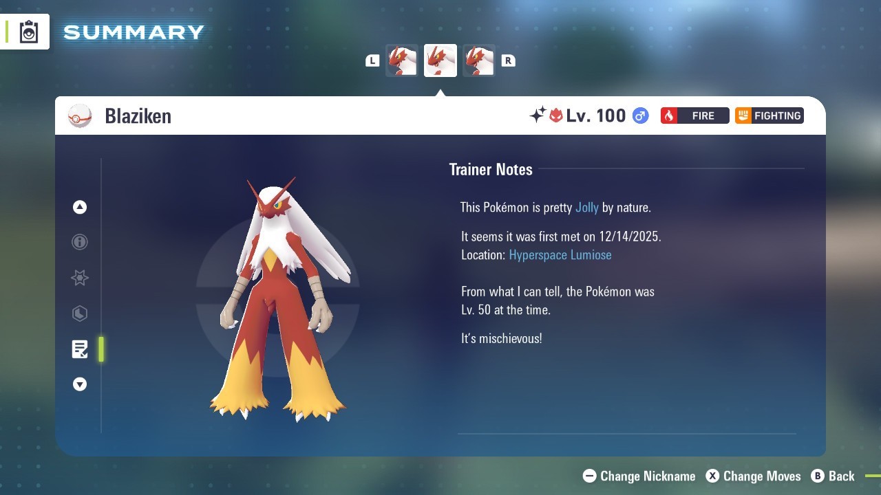 Shiny Alpha Blaziken – Pokémon Legends ZA (6IV, EV Trained, Battle-Ready)