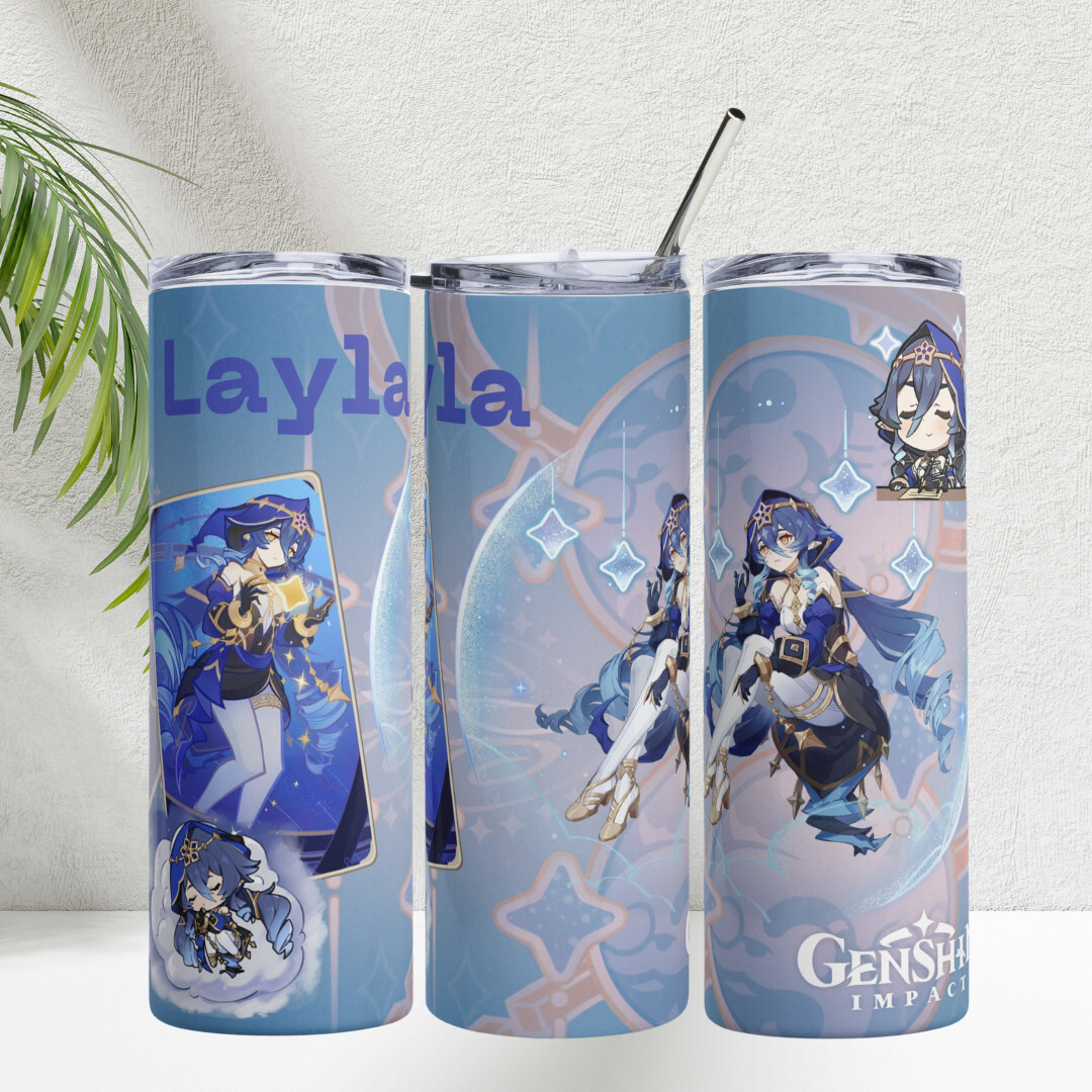 Genshin Impact Layla Tumbler 20 oz Cute Kawaii Gaming Manga Gift