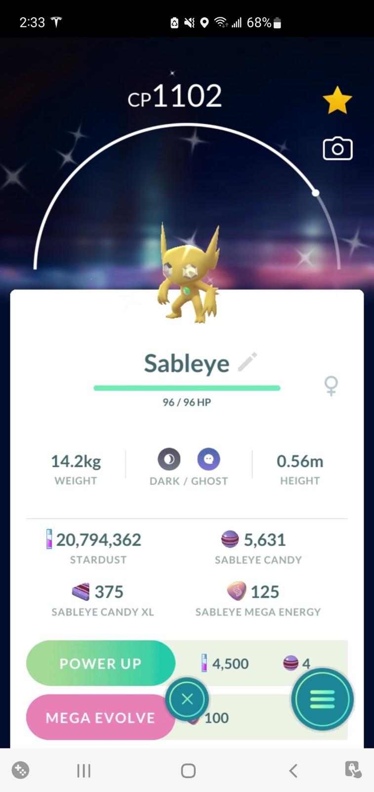 Pokemon Shiny Sableye (Rare Shiny) GO