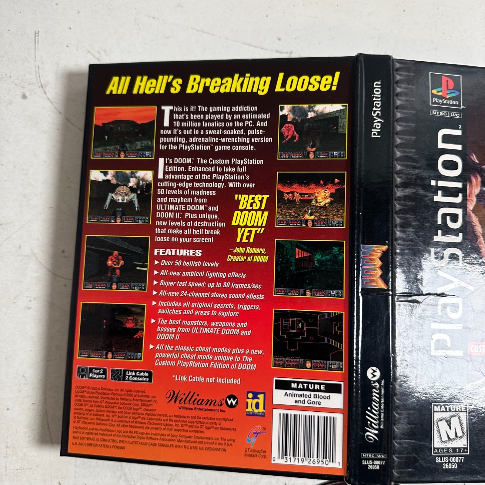Doom (Sony PlayStation 1, 1995) Long Box First Person Shooter Video Game