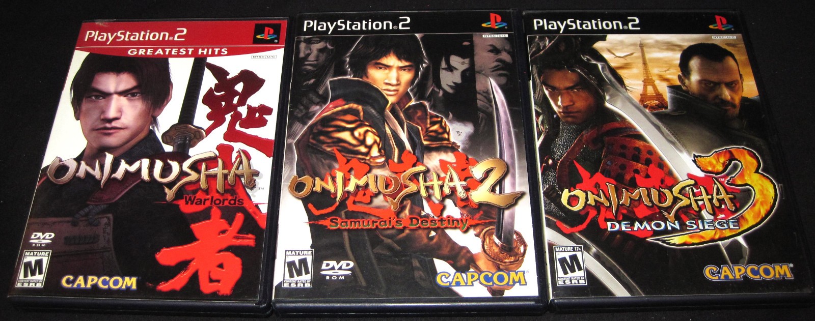 Onimusha 1 2 3 Warlords Destiny Demon Siege (PlayStation 2 PS2) Complete CIB Lot