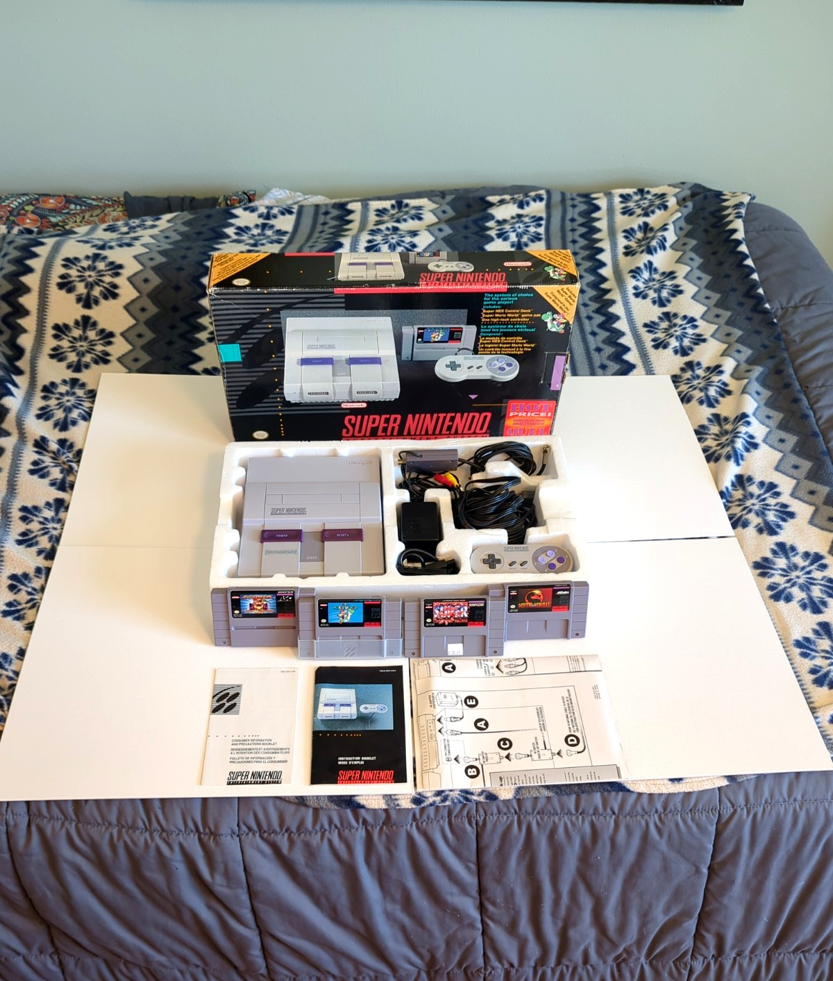 WORKS Super Nintendo SNES Super Set 93 Canadian CIB Styrofoam HDMI 4 Games NTSC