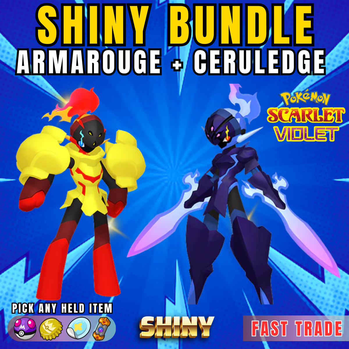 Pokemon Scarlet And Violet – ✨SHINY CERULEDGE + SHINY ARMAROUGE ✨