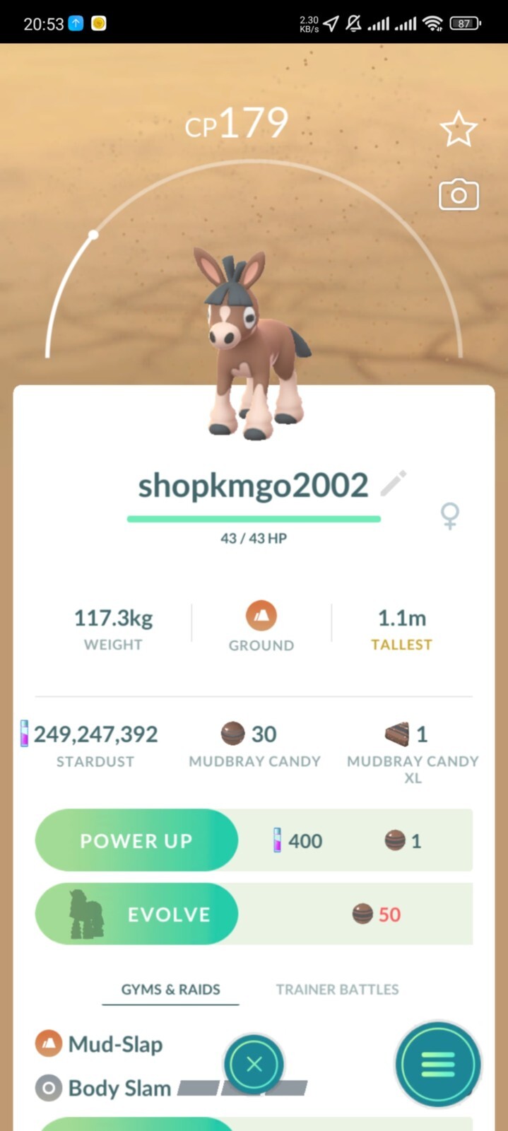 Pokémon Tra de —-Non Shiny Mudbray—trade 20k dust