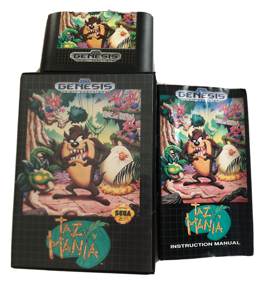 Taz-Mania Sega Genesis CIB Complete Tasmanian Devil Vintage 1990s Looney Tunes