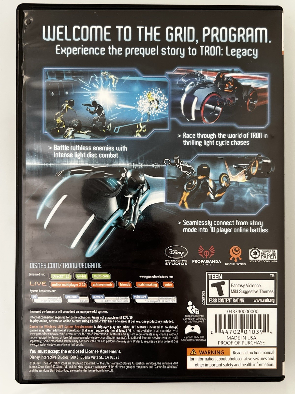 TRON Evolution PC DVD-ROM Game for Windows LIVE Disney Interactive Complete CIB