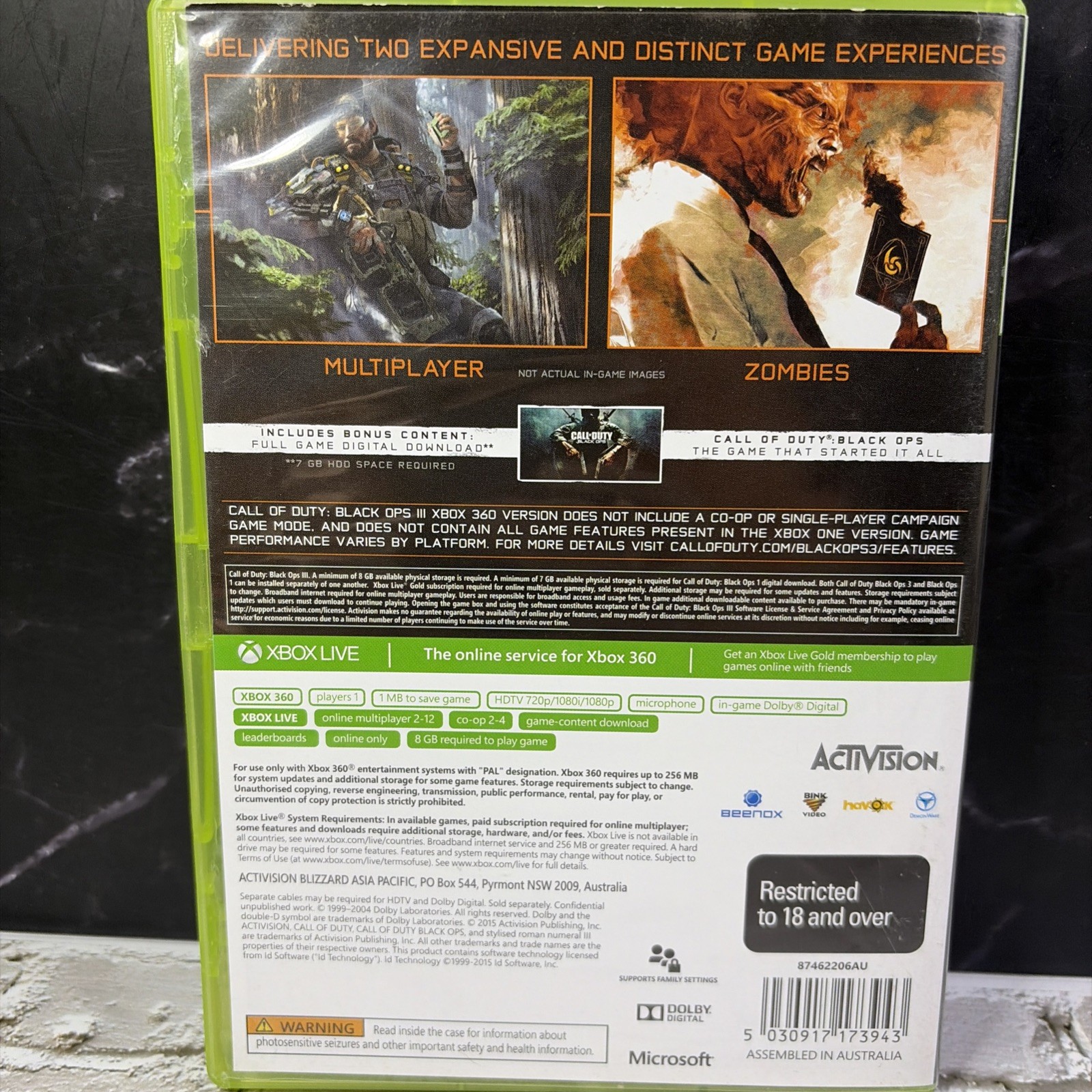 Call of Duty Black Ops 3-(Xbox 360 )-PAL-Multiplayer & Zombies Only-Clean