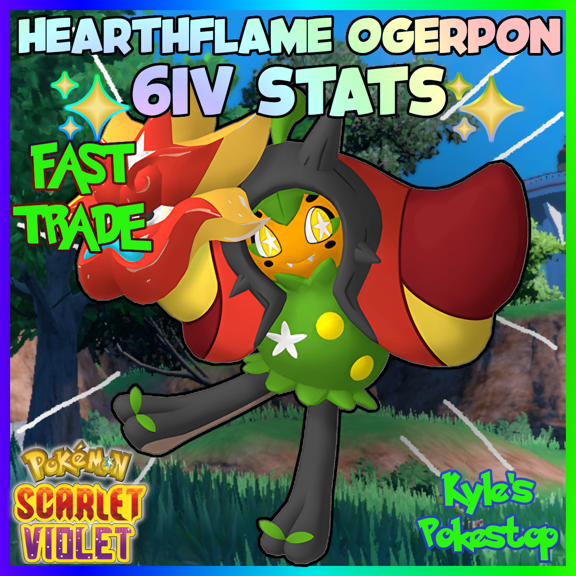 ✨ 6IV ALL 4 OGERPON ✨ POKEMON SCARLET & VIOLET EV BATTLE READY 🚀SENTFAST 4 PACK