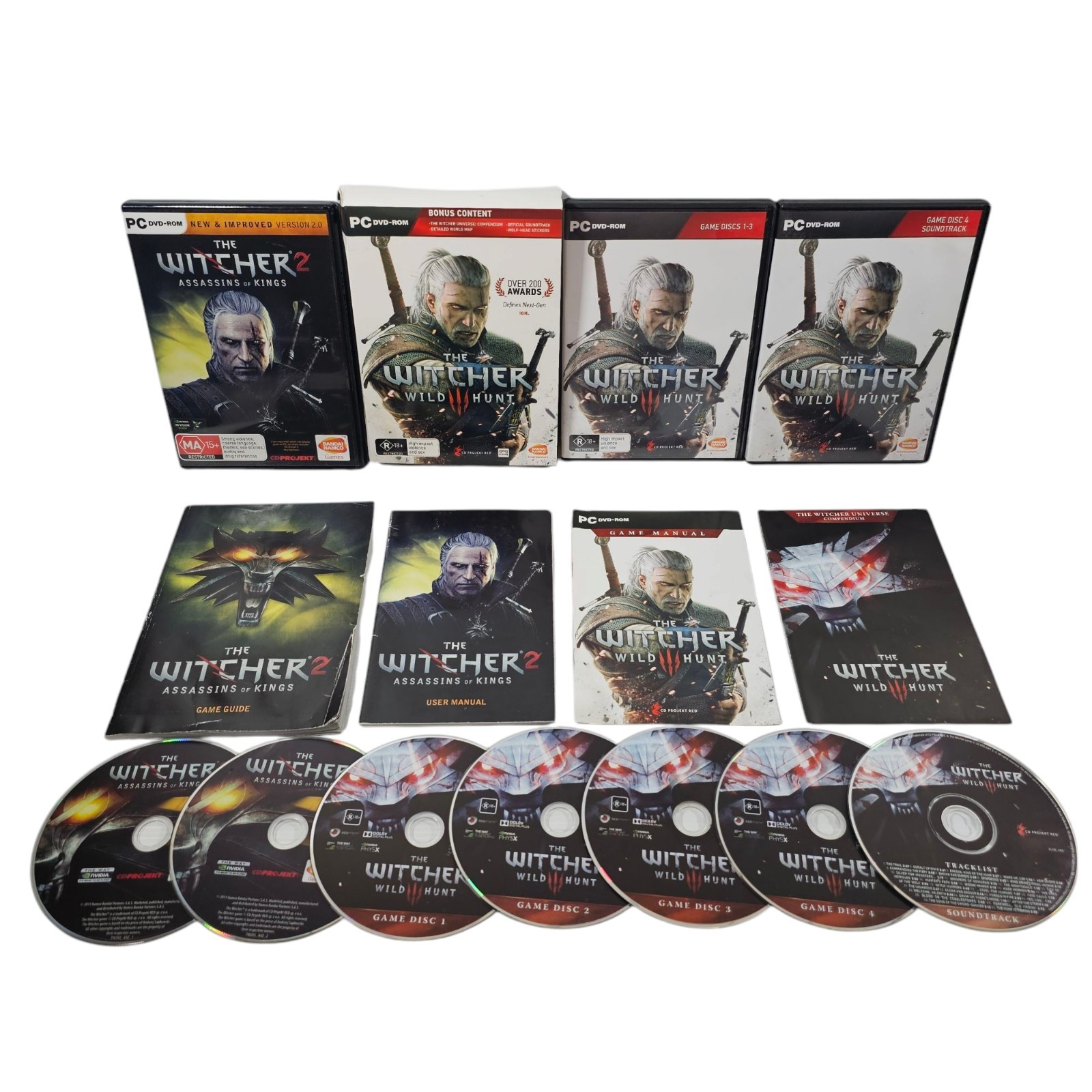 The Witcher 2: Assassins Of Kings & 3 Wild Hunt PC DVD game + Soundtrack R18+