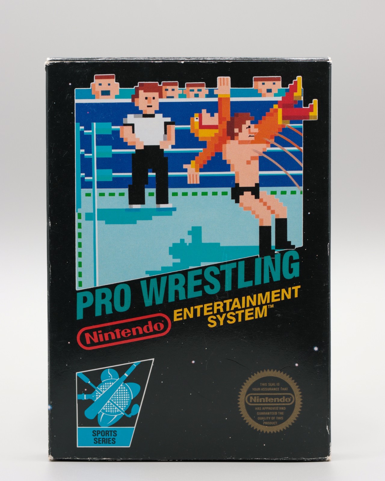 NES Pro Wrestling Game 5 Screw Black Box No Rev A Round SOQ CiB Complete In Box