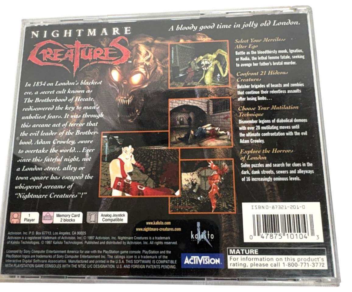 Nightmare Creatures (Sony PlayStation 1, 1997) (NO SOUND)