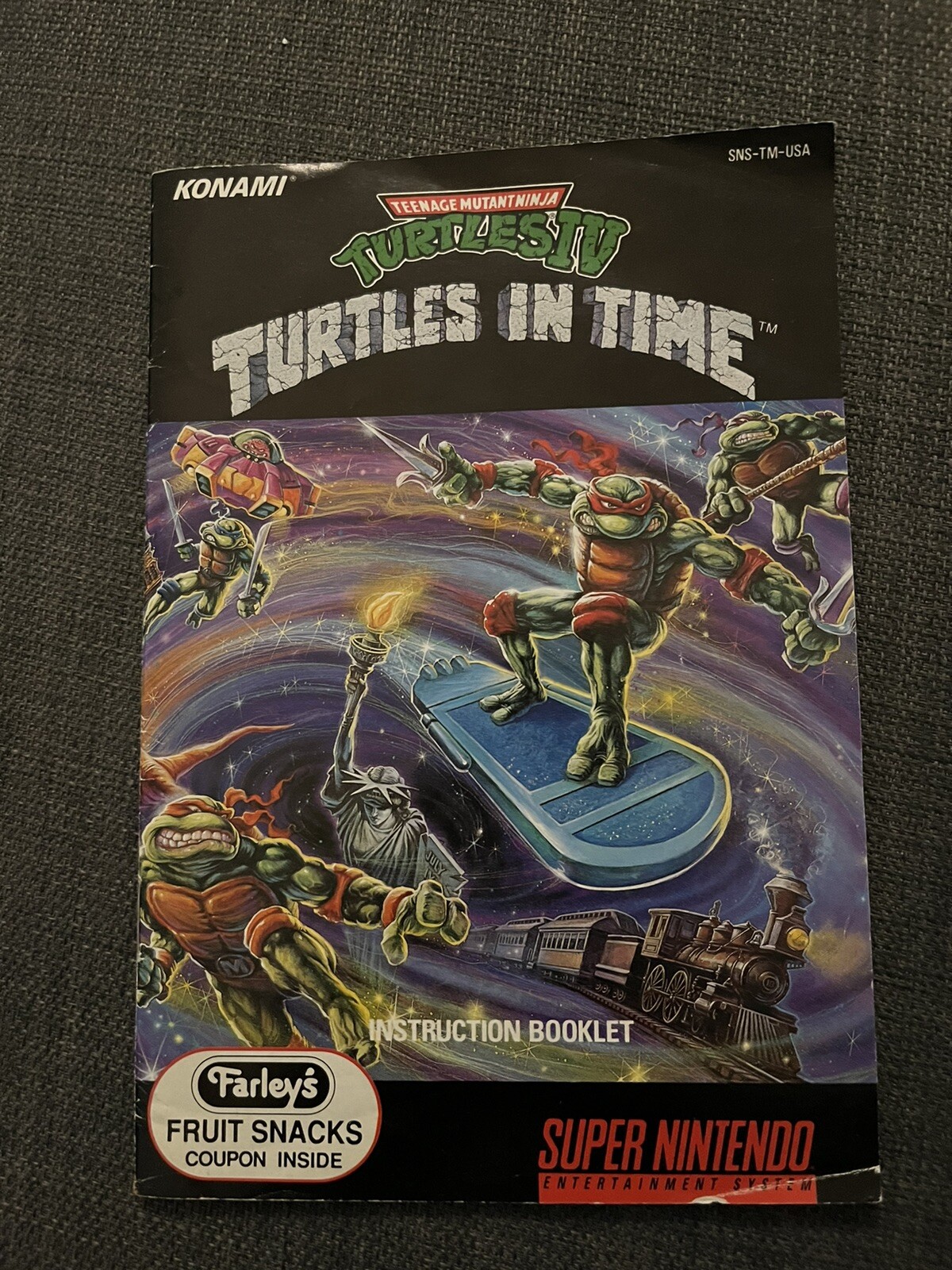 TMNT Ninja Turtles in Time Super Nintendo SNES Booklet Manual Only Great Shape