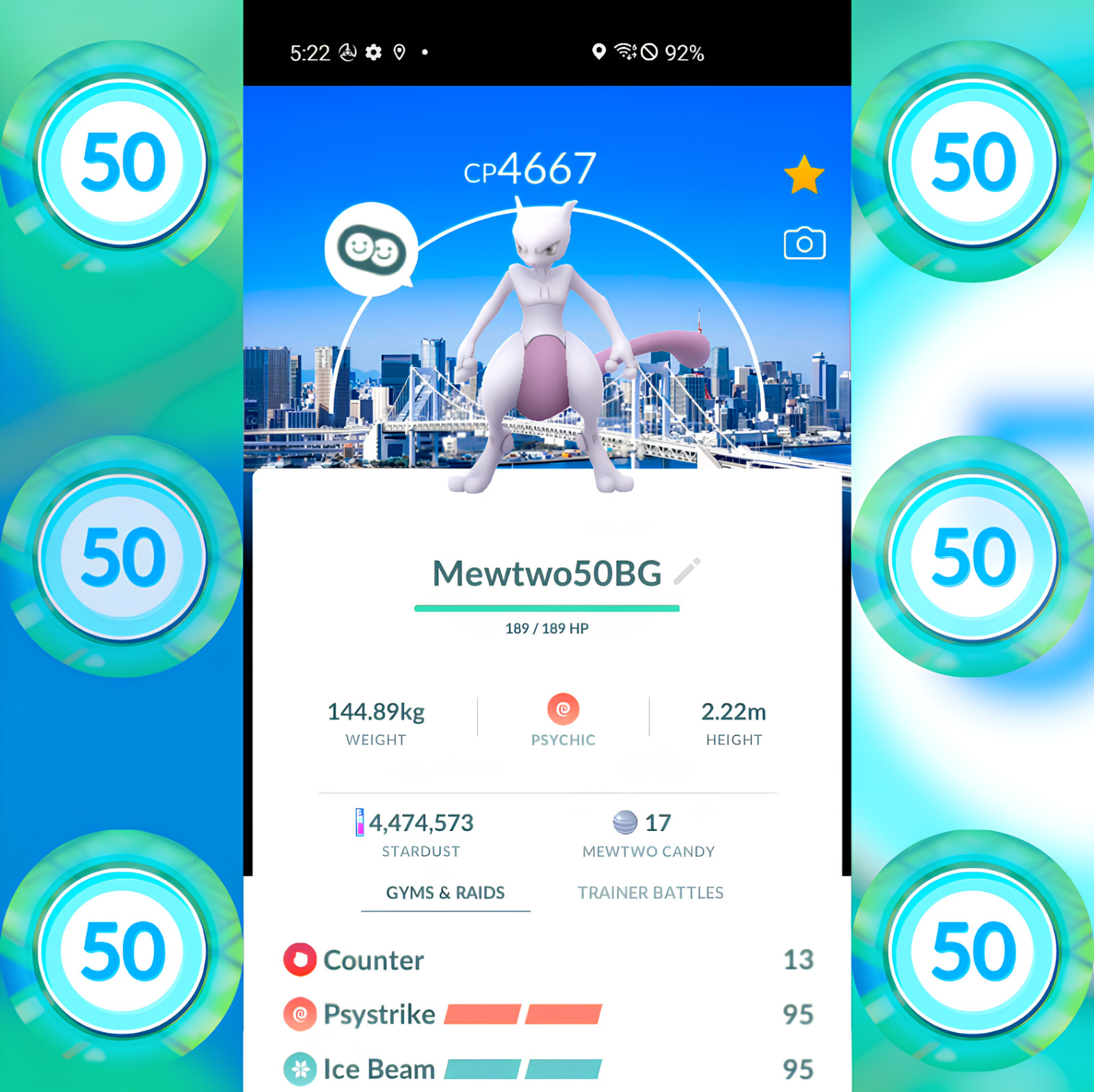 Mewtwo BG Tokyo Go Fest | Level 50 + 3 Moves (Psystrike + Counter) | Tr-de Go