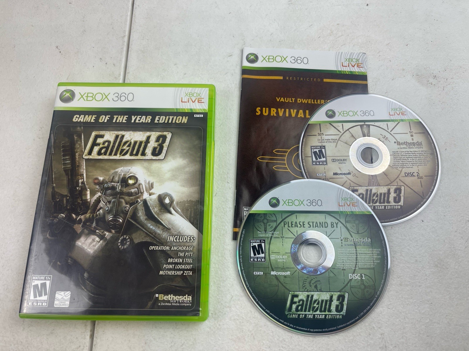 Fallout 3: Game of the Year Edition (Microsoft Xbox 360, 2009) W/ Manual