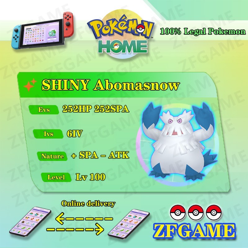✨6IV SHINY Abomasnow + EVS🚀 POKEMON HOME✨Champions✨Online delivery⚡