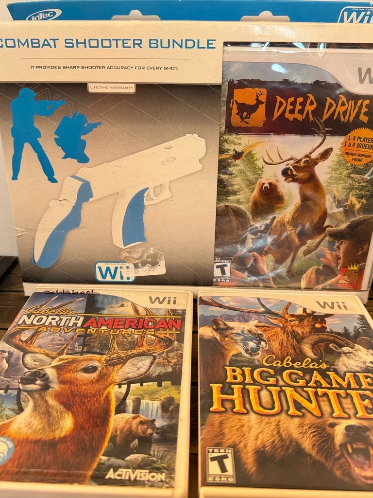 Wii Hunting Lot – NEW Shooter Gun Bundle + Sealed Deer Drive + Cabela’s Big Game