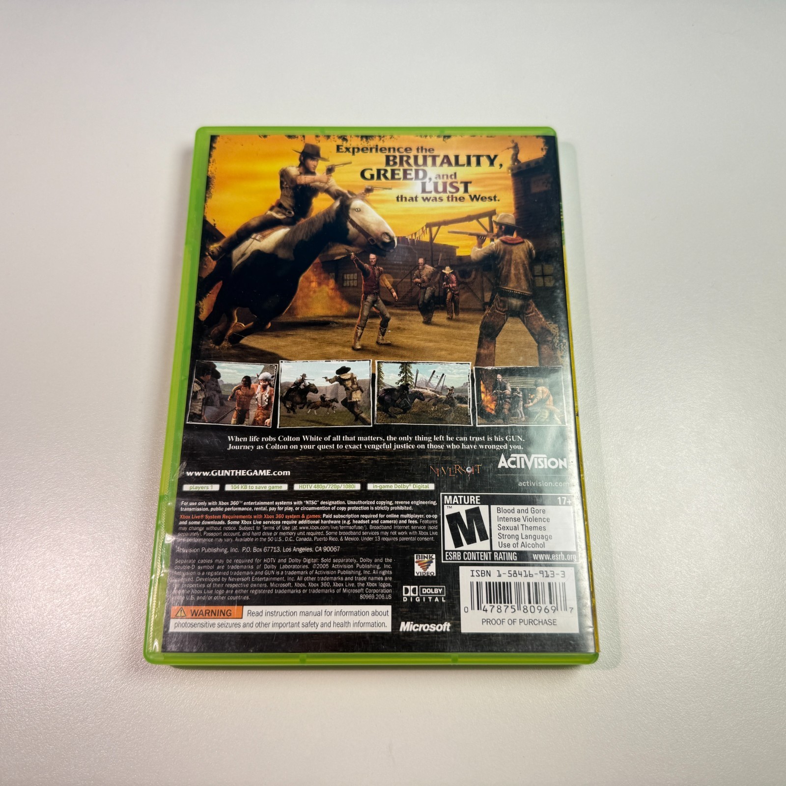 Gun (Microsoft Xbox 360, 2005) Complete In Box CIB w/ Manual