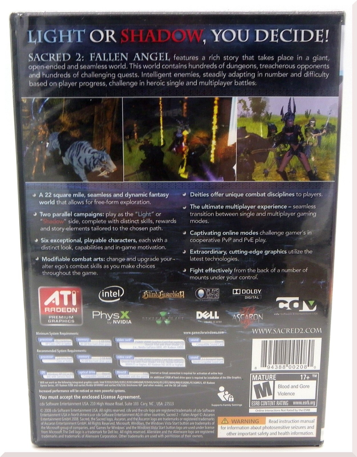 Brand New Sacred 2: Fallen Angel Fantasy Role Playing PC CD-ROM Deep Silver 2008
